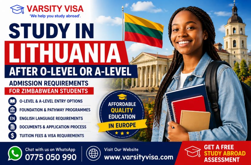Requirements to study in Lithuania after O-Level or A-Level for Zimbabwean students